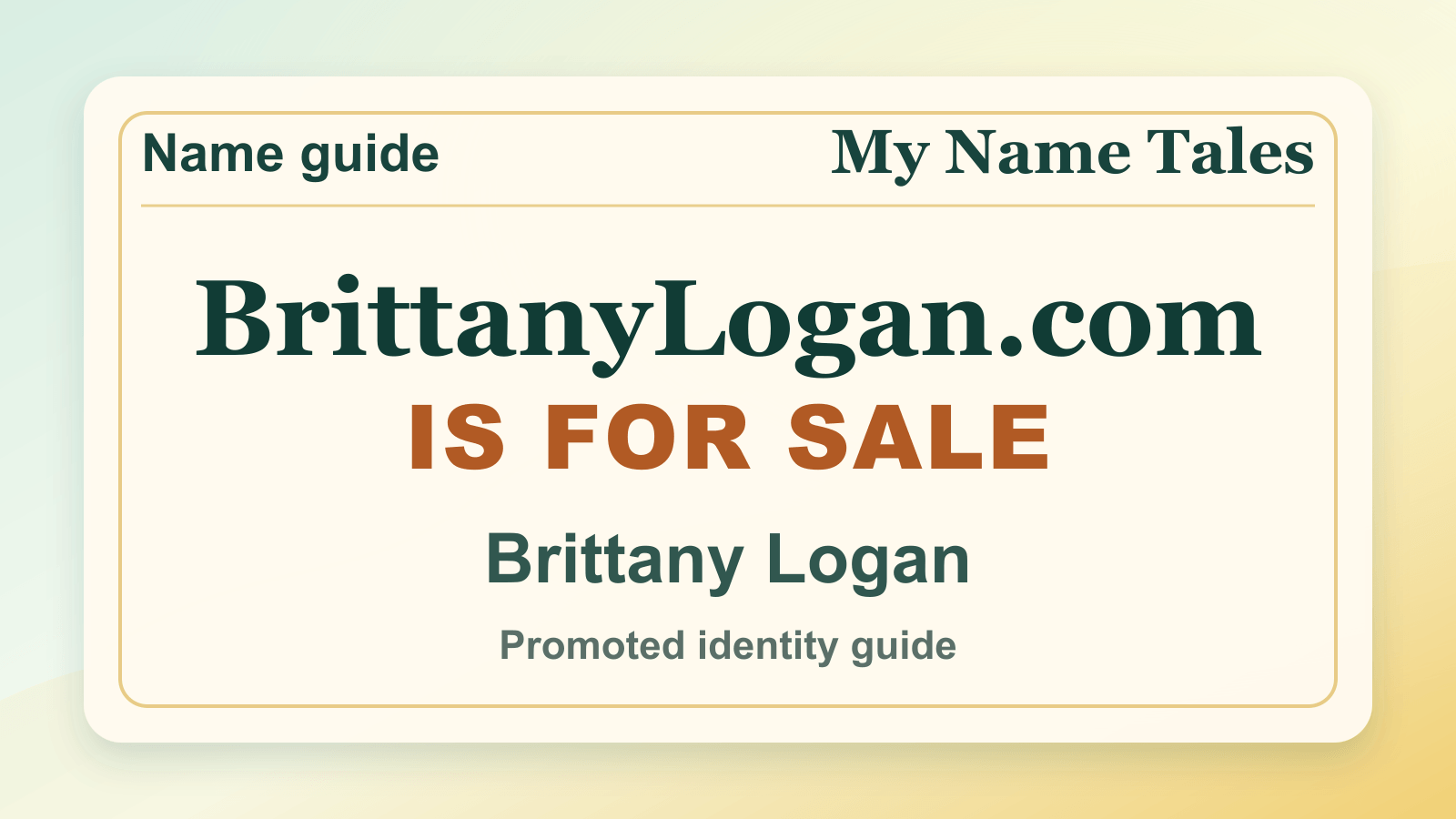 Brittany Logan identity guide image — BrittanyLogan.com is for sale