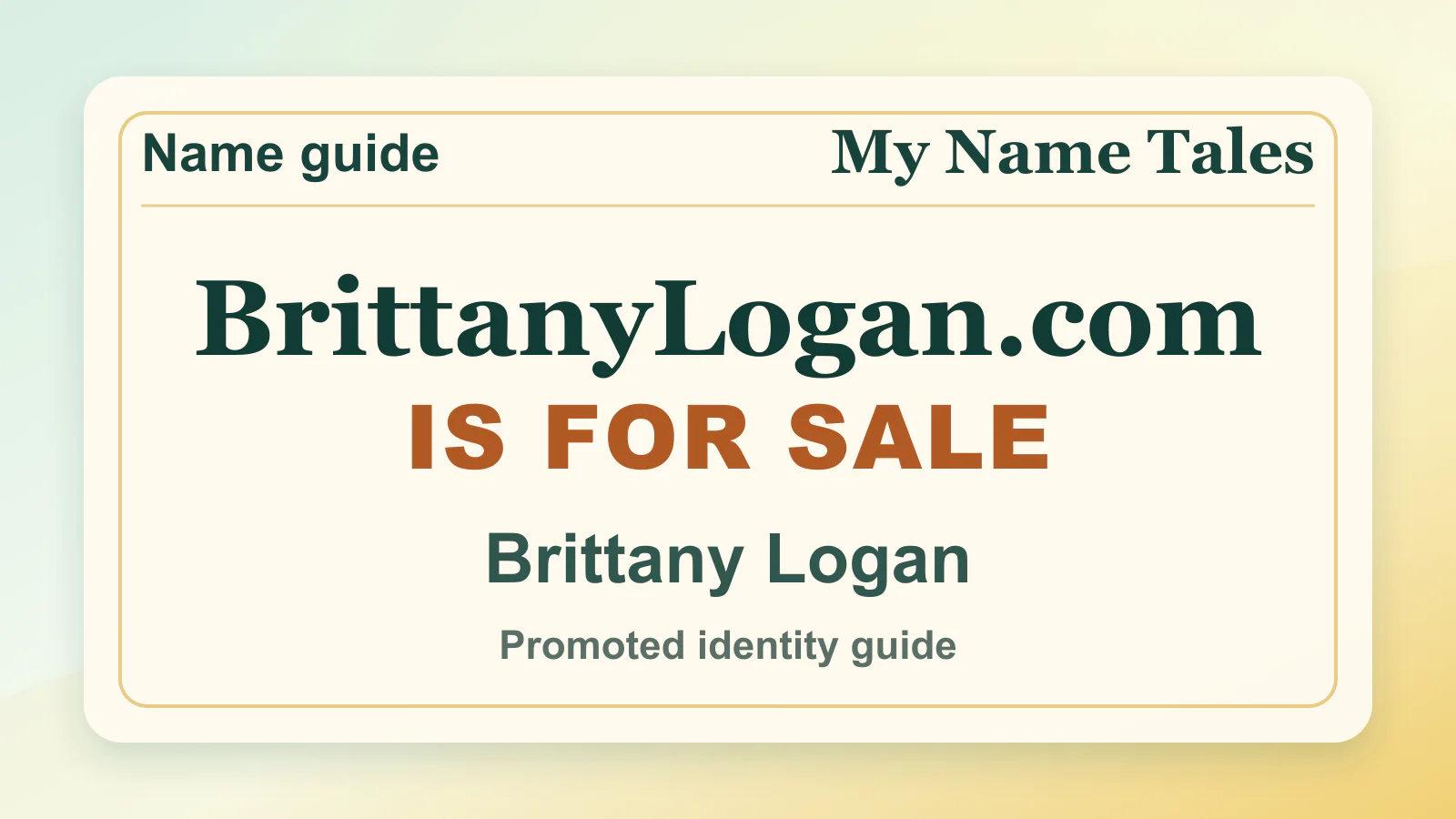 Brittany Logan personal name guide thumbnail on My Name Tales