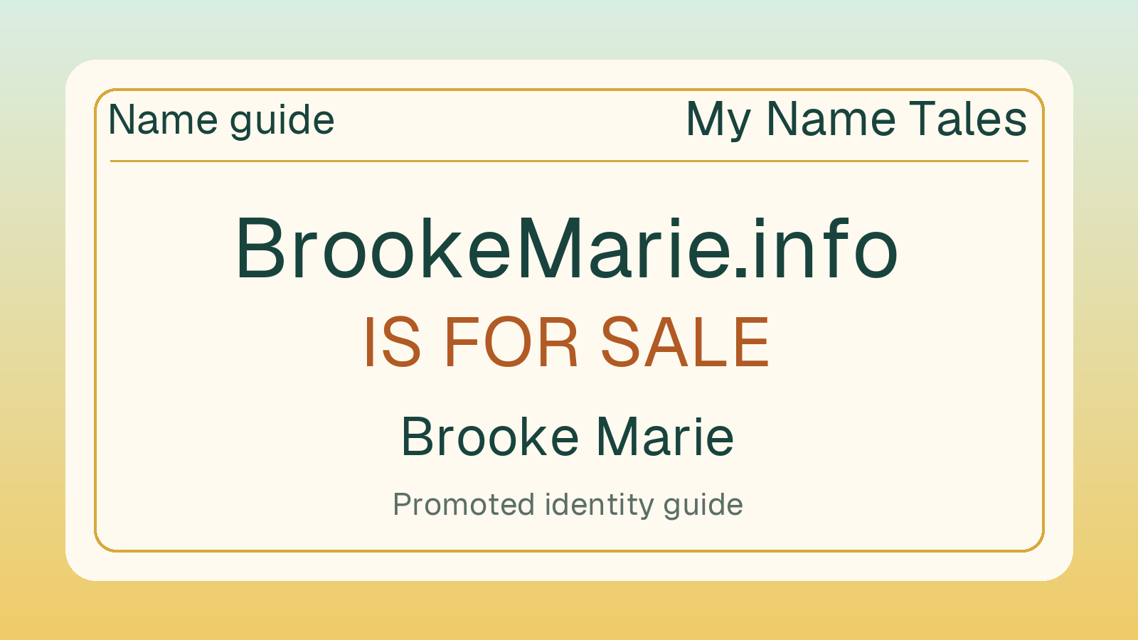 Brooke Marie name guide — BrookeMarie.info is for sale