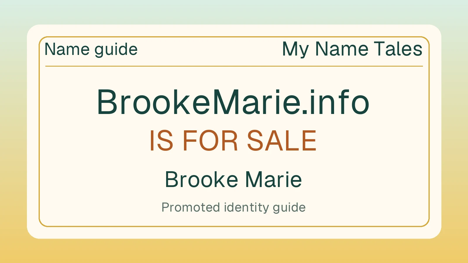 Brooke Marie name guide — BrookeMarie.info is for sale