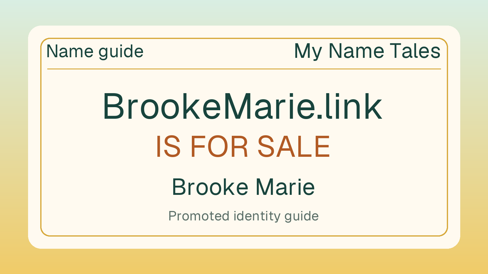 Brooke Marie name guide — BrookeMarie.link is for sale