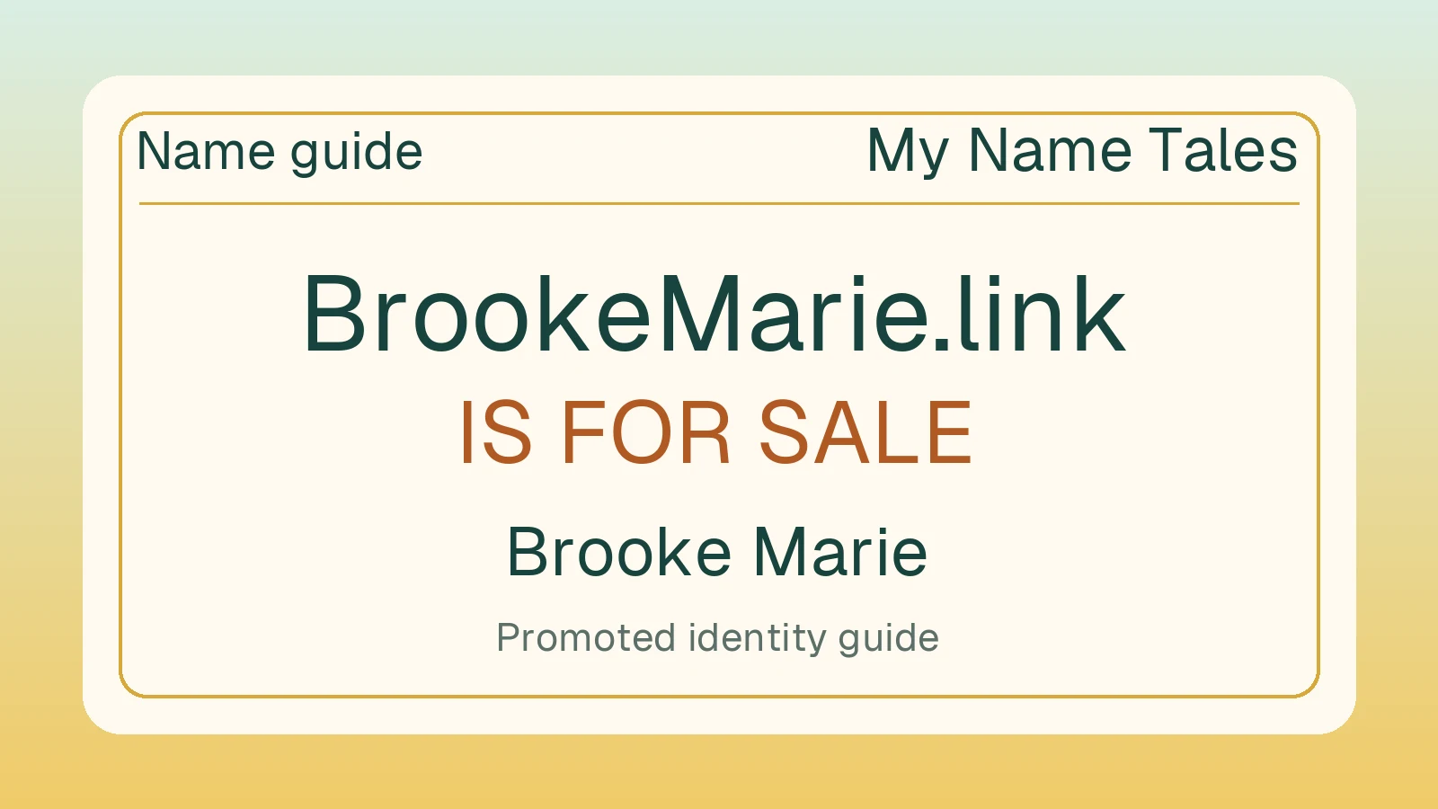 Brooke Marie name guide — BrookeMarie.link is for sale