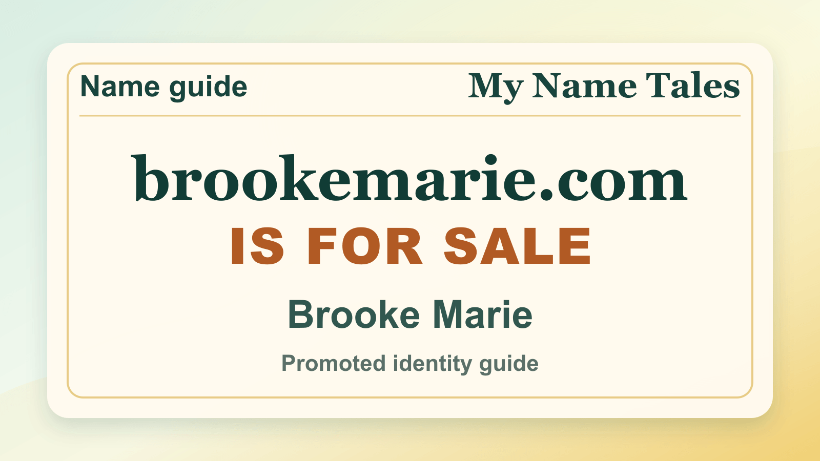 Brooke Marie identity guide image — BrookeMarie.com is for sale
