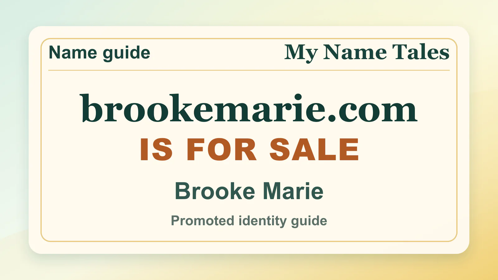 Brooke Marie personal name guide thumbnail on My Name Tales