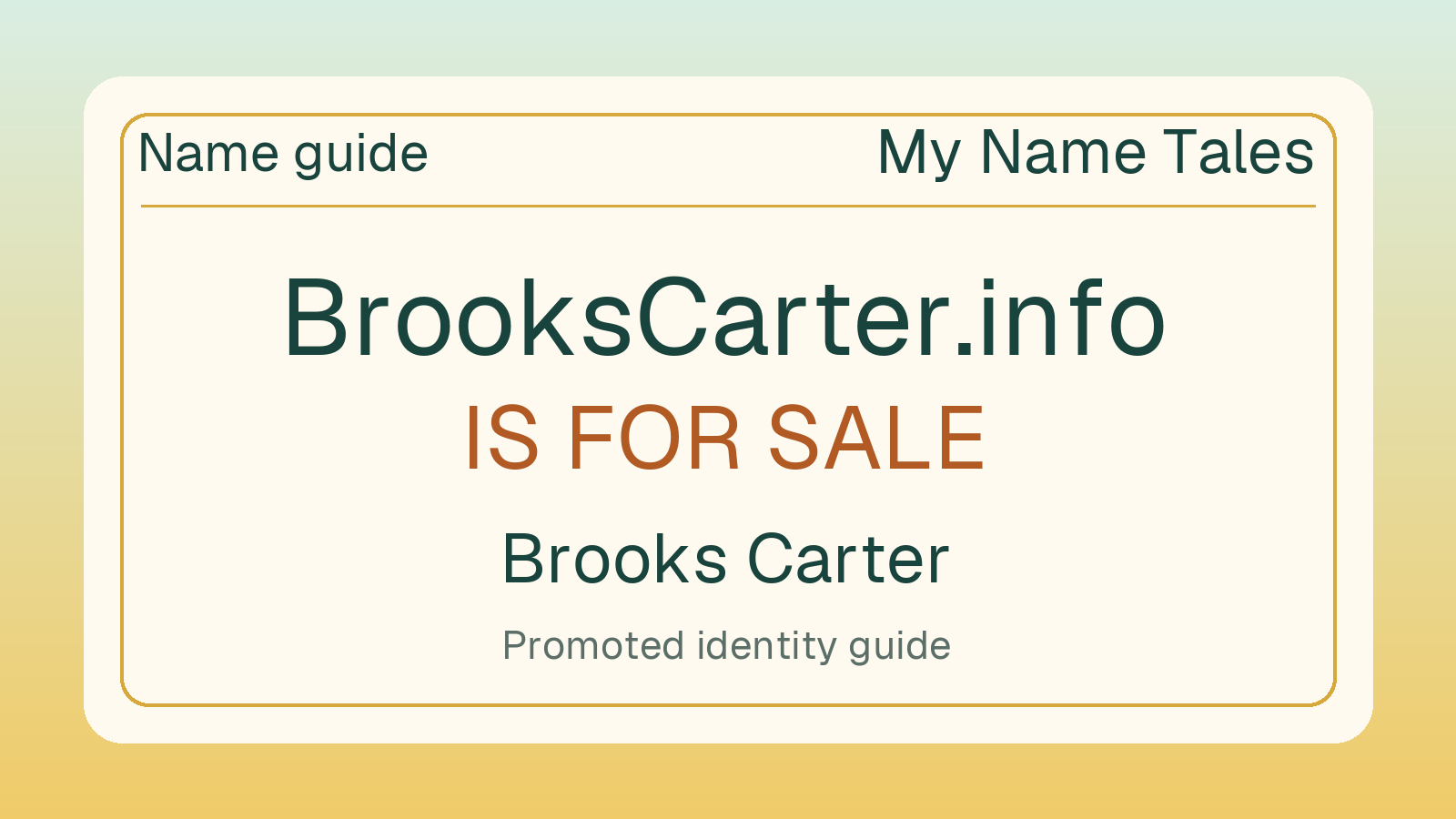 Brooks Carter name guide — BrooksCarter.info is for sale