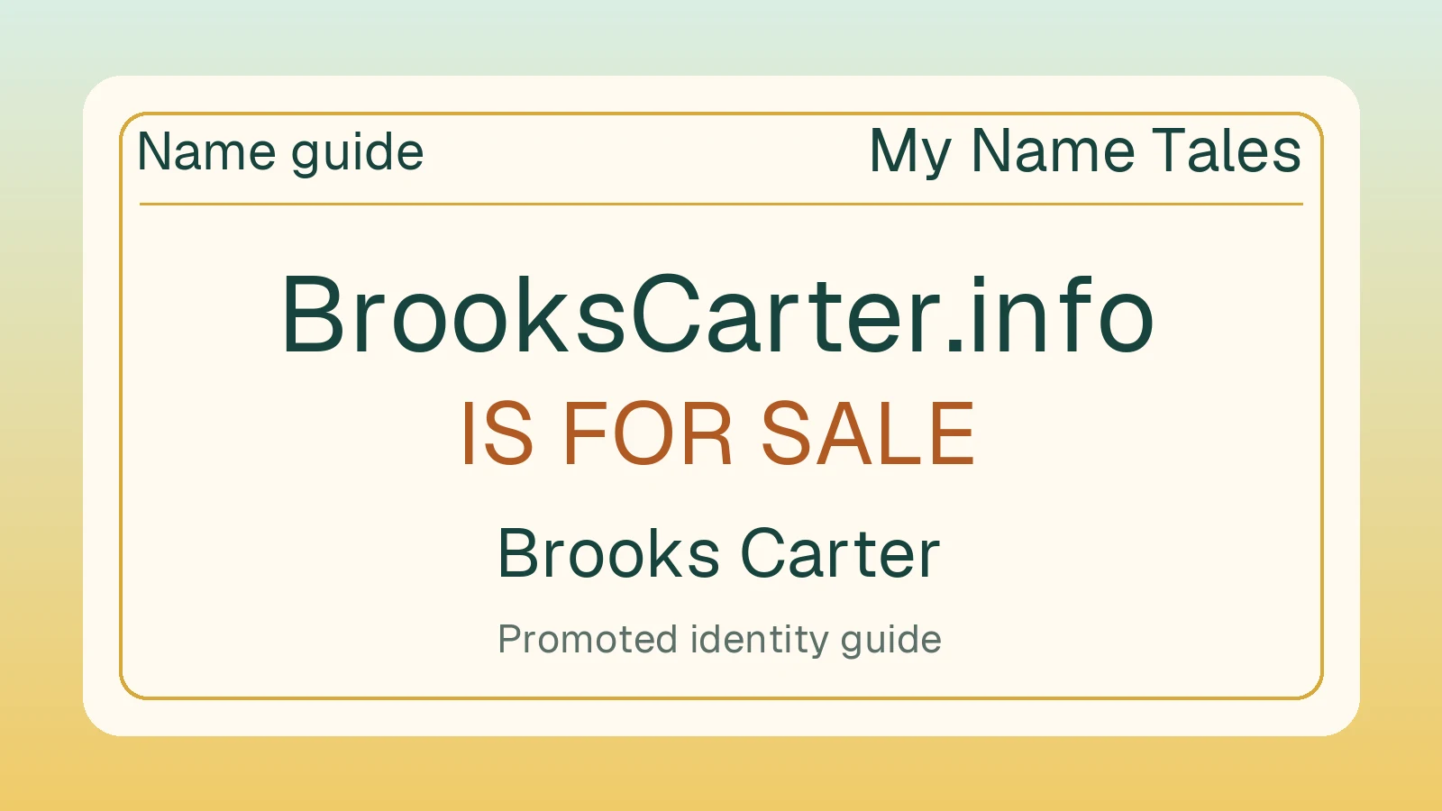 Brooks Carter name guide — BrooksCarter.info is for sale