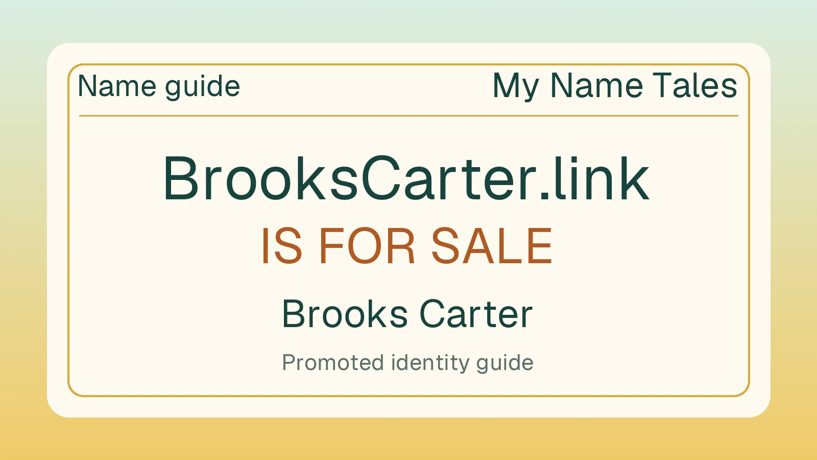 Brooks Carter name guide — BrooksCarter.link is for sale