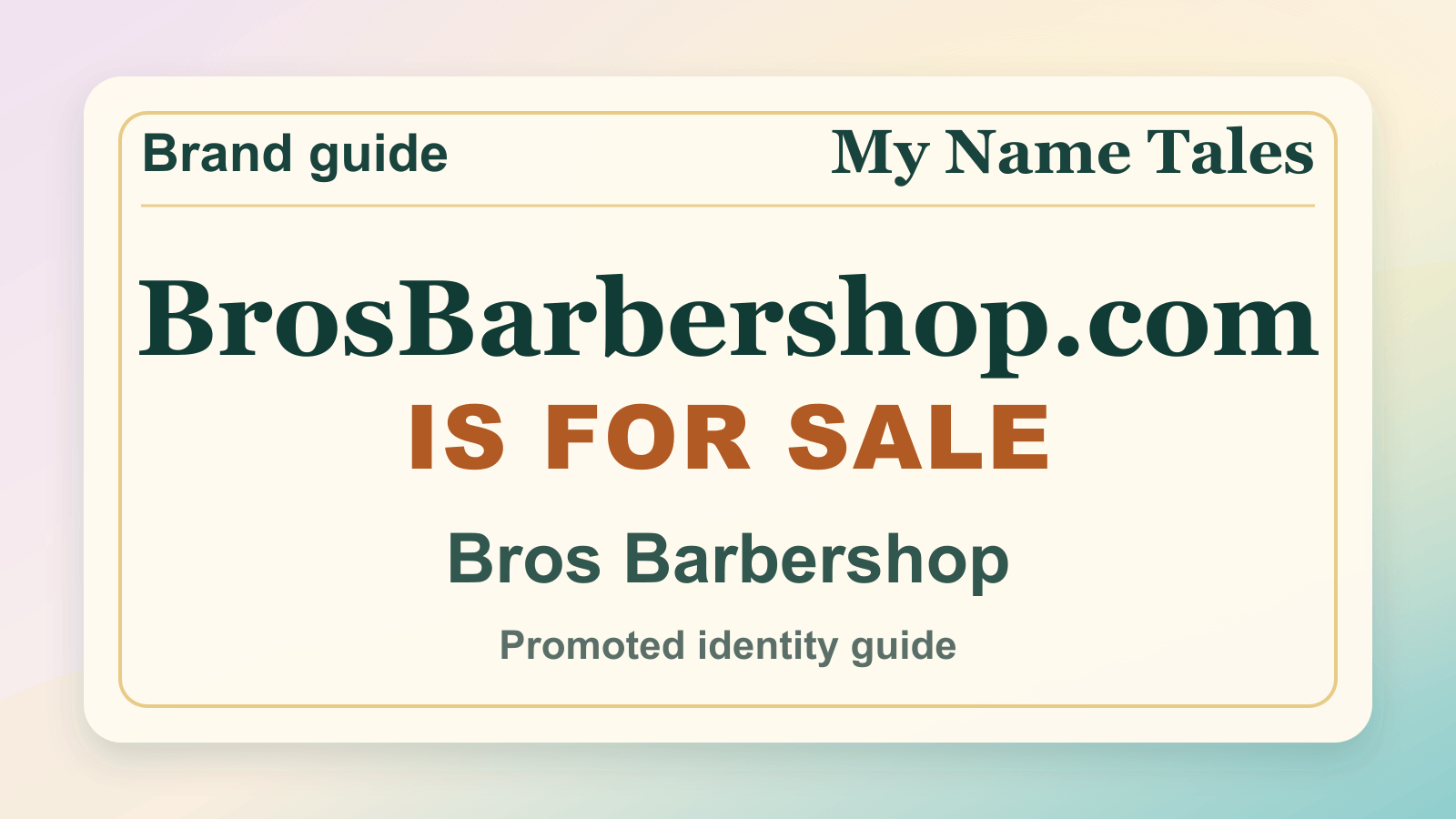 Bros Barbershop identity guide image — BrosBarbershop.com is for sale
