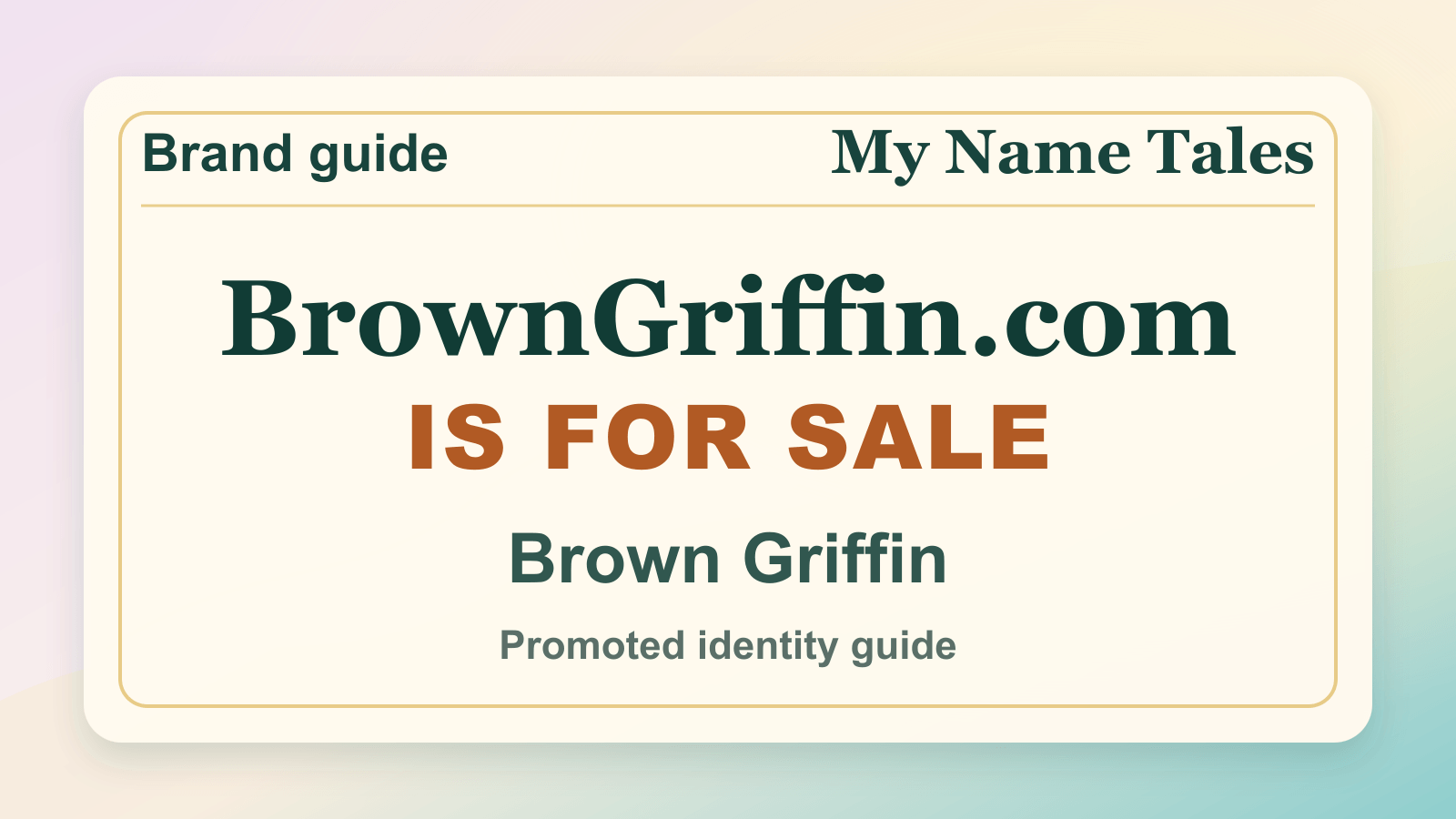 Brown Griffin identity guide image — BrownGriffin.com is for sale