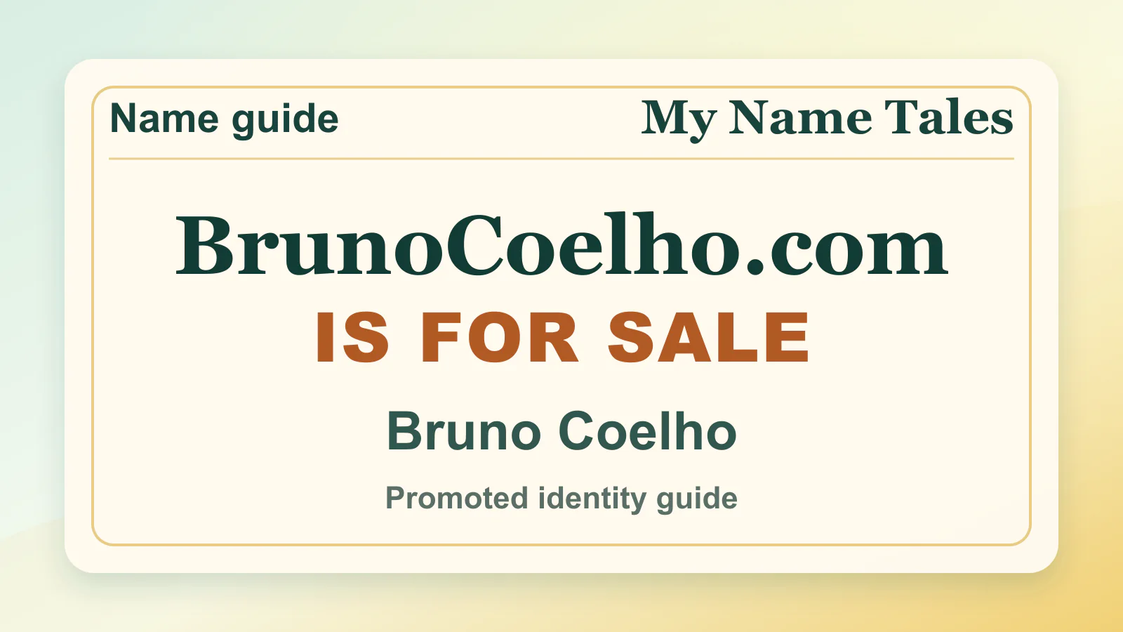 Bruno Coelho personal name guide thumbnail on My Name Tales