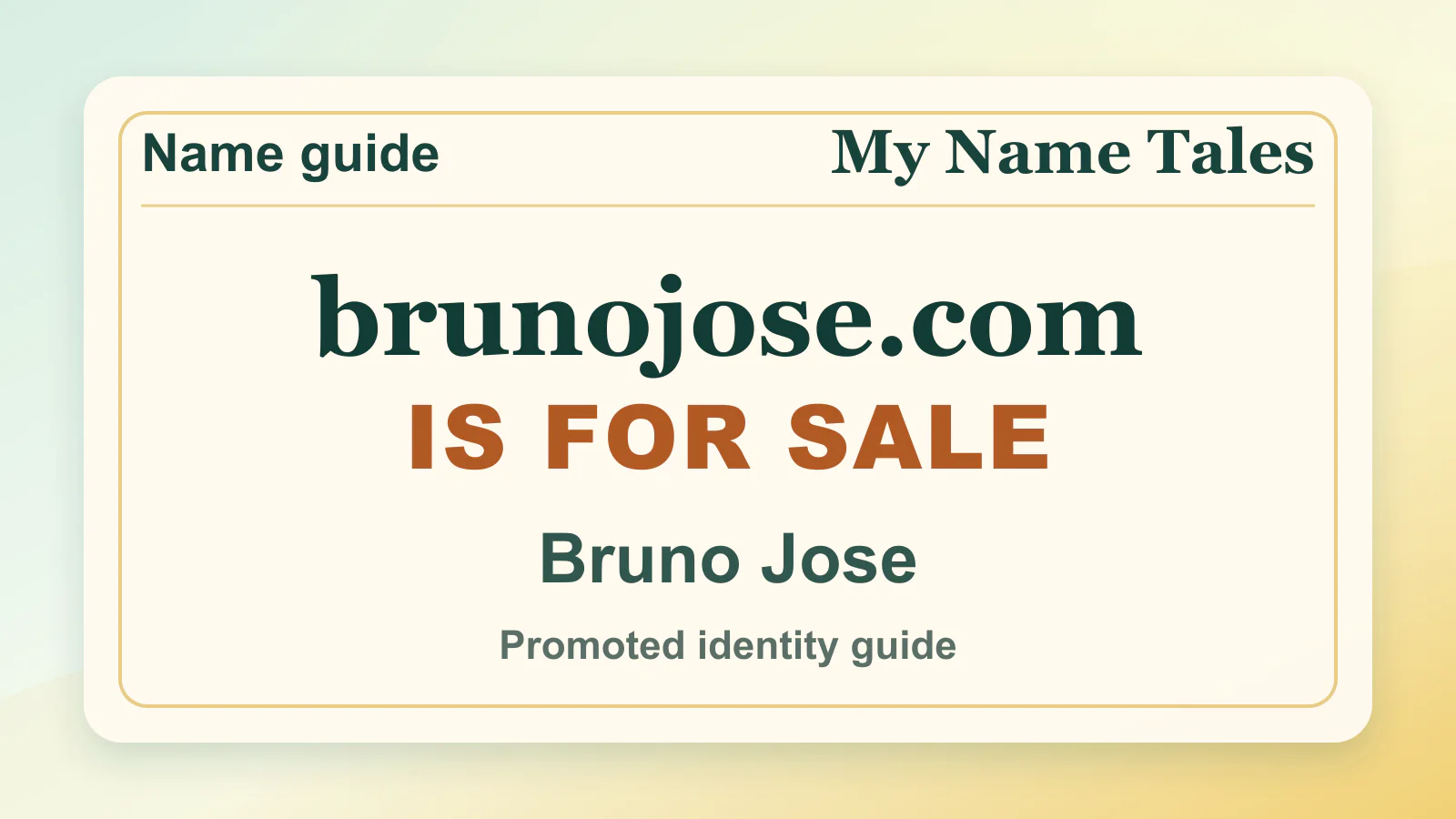 Bruno Jose personal name guide thumbnail on My Name Tales