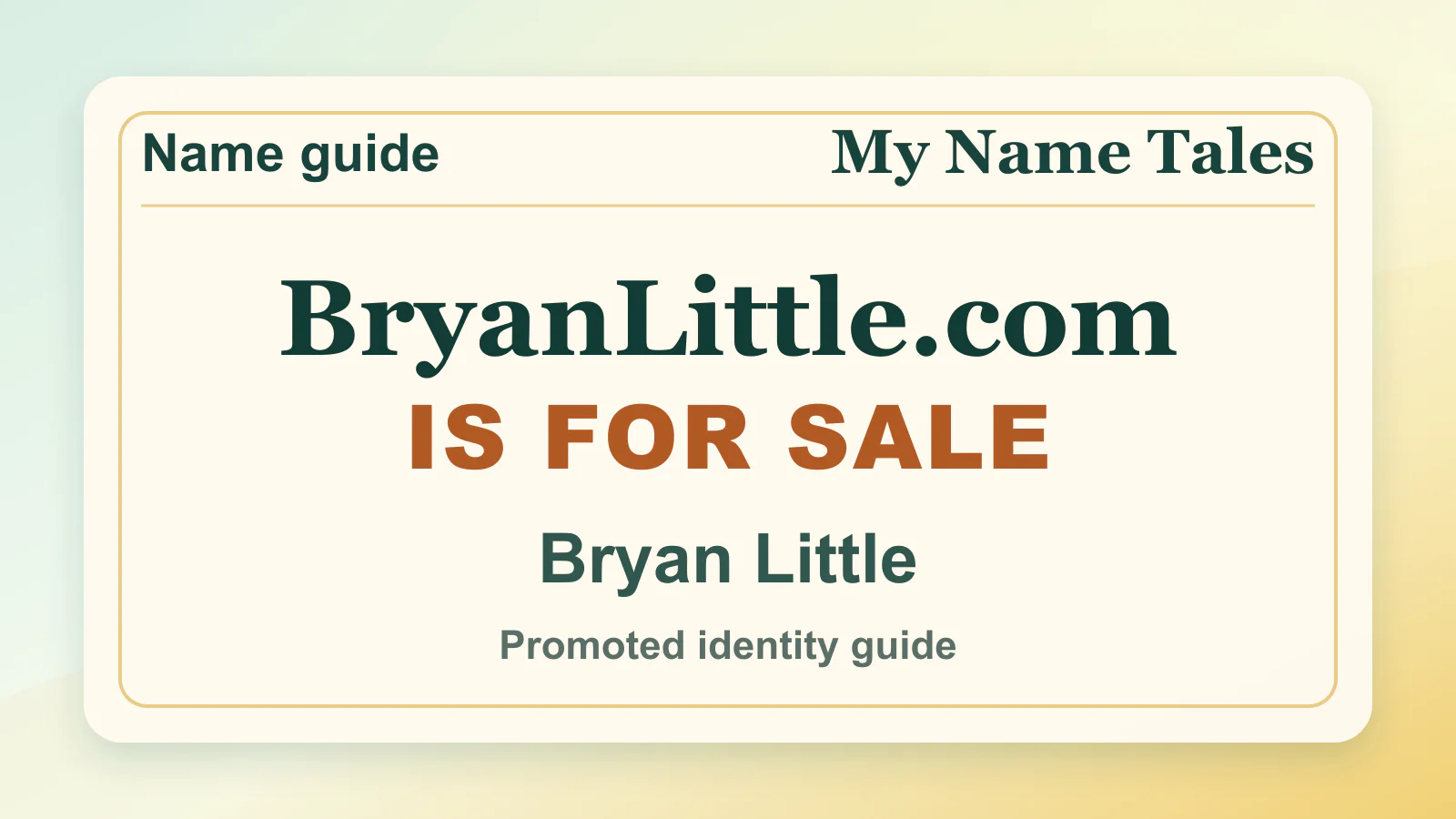 Bryan Little personal name guide thumbnail on My Name Tales