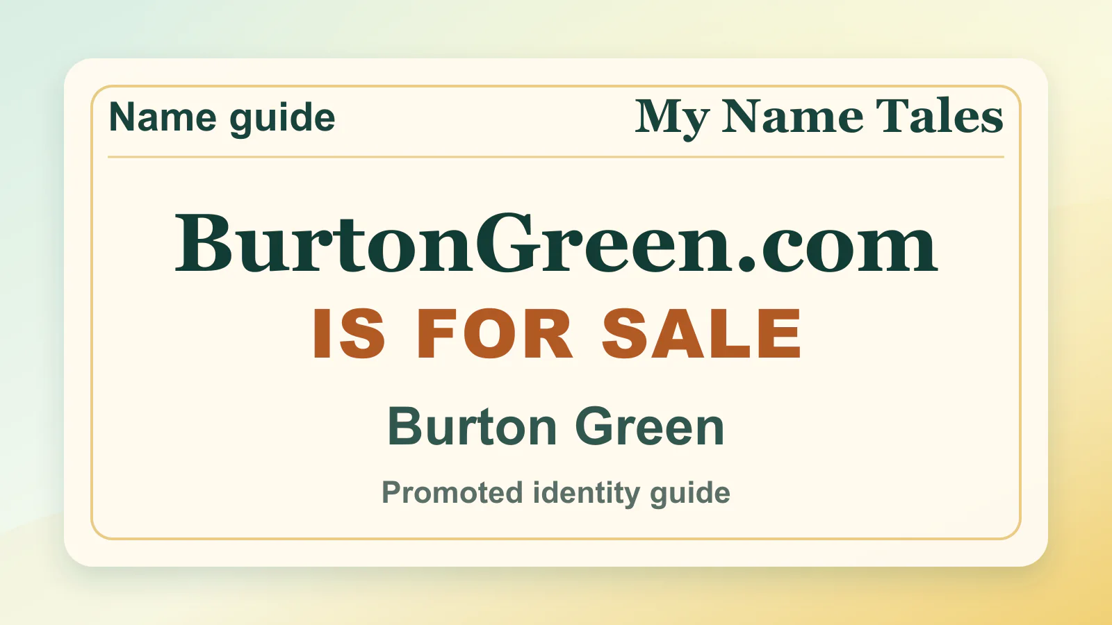 Burton Green personal name guide thumbnail on My Name Tales