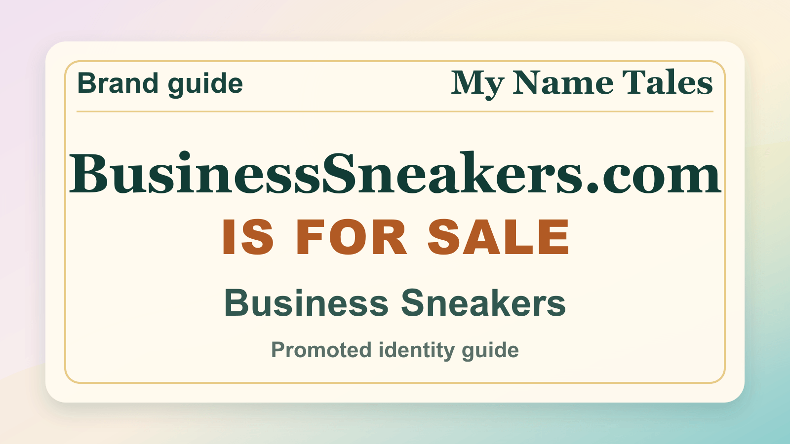 Business Sneakers identity guide image — BusinessSneakers.com is for sale