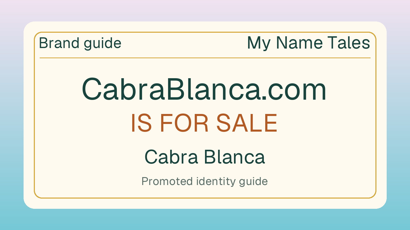 Cabra Blanca brand guide — CabraBlanca.com is for sale