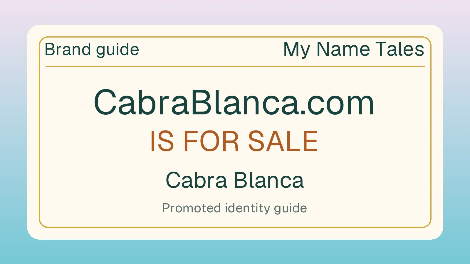 Cabra Blanca brand guide — CabraBlanca.com is for sale