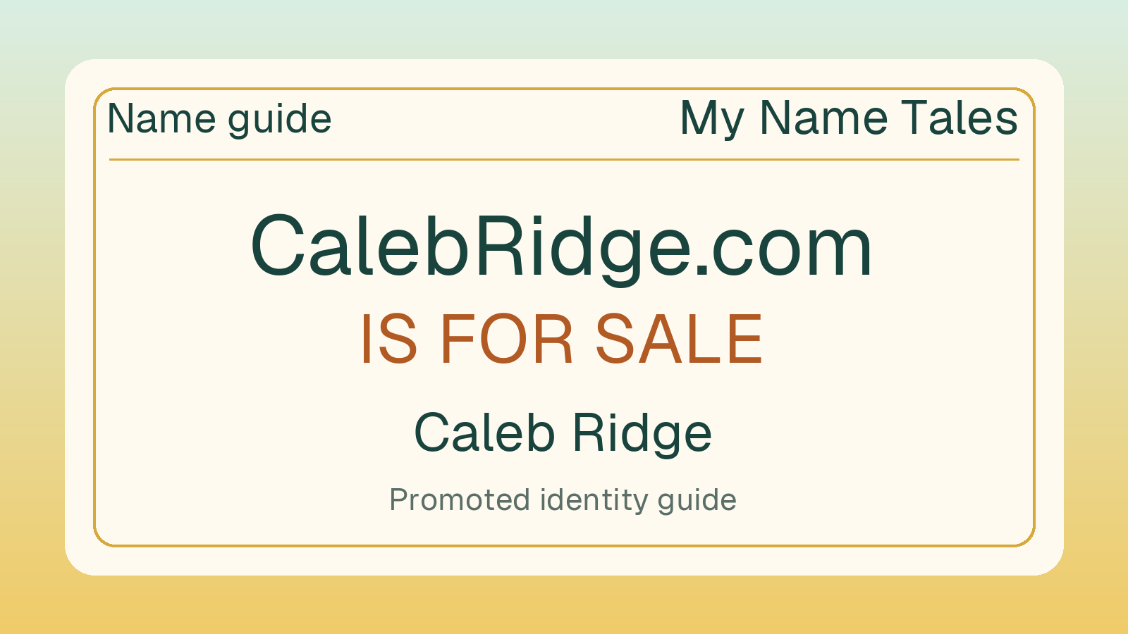 Caleb Ridge name guide — CalebRidge.com is for sale