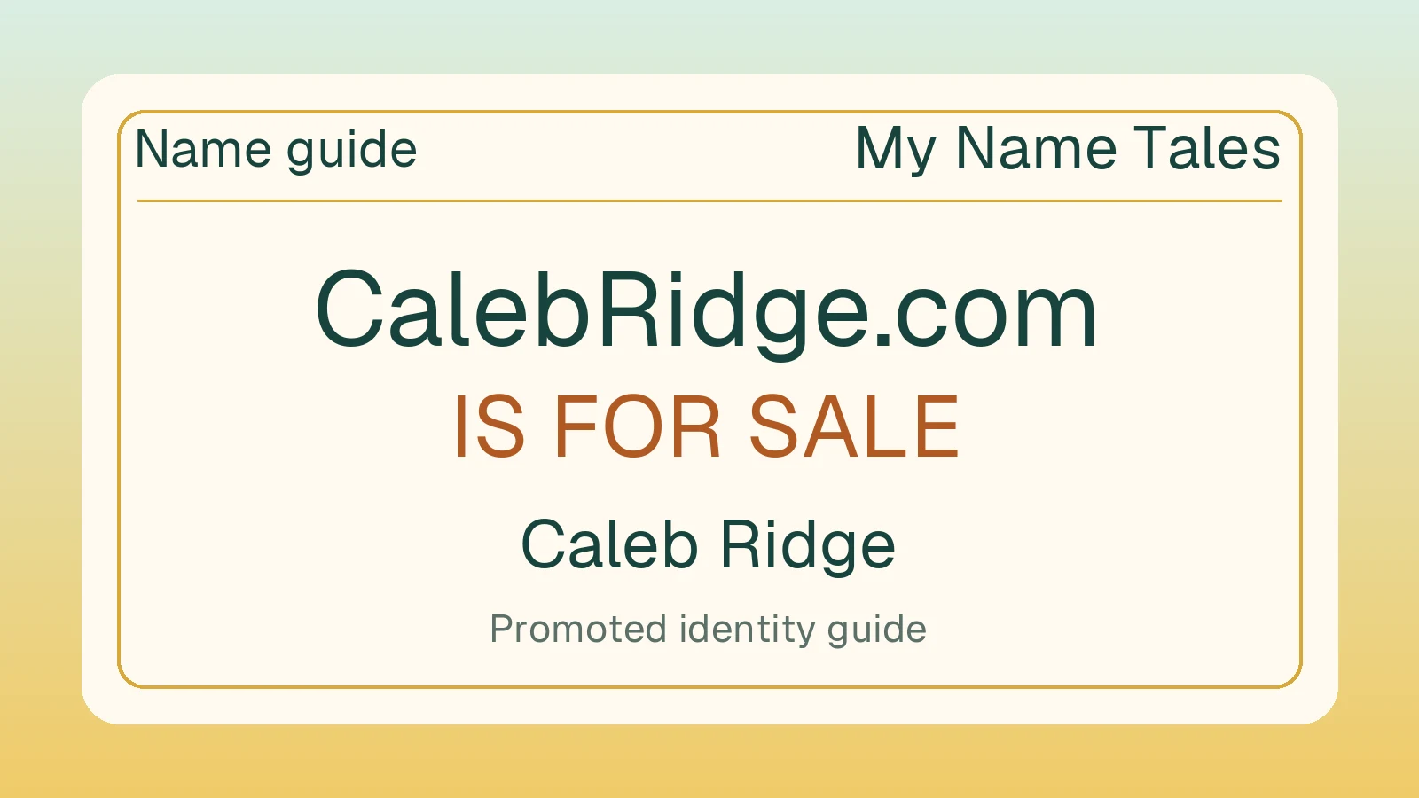 Caleb Ridge name guide — CalebRidge.com is for sale