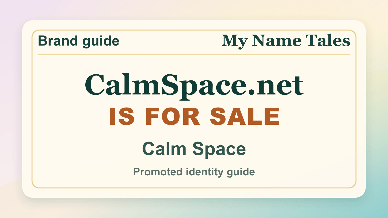 Calm Space identity guide image — CalmSpace.net is for sale