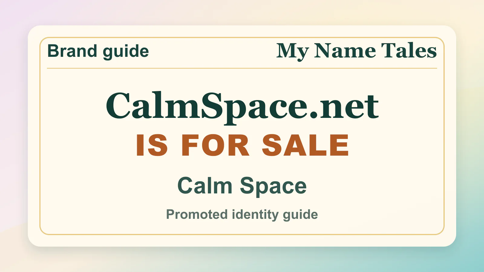 Calm Space brandable domain guide thumbnail on My Name Tales