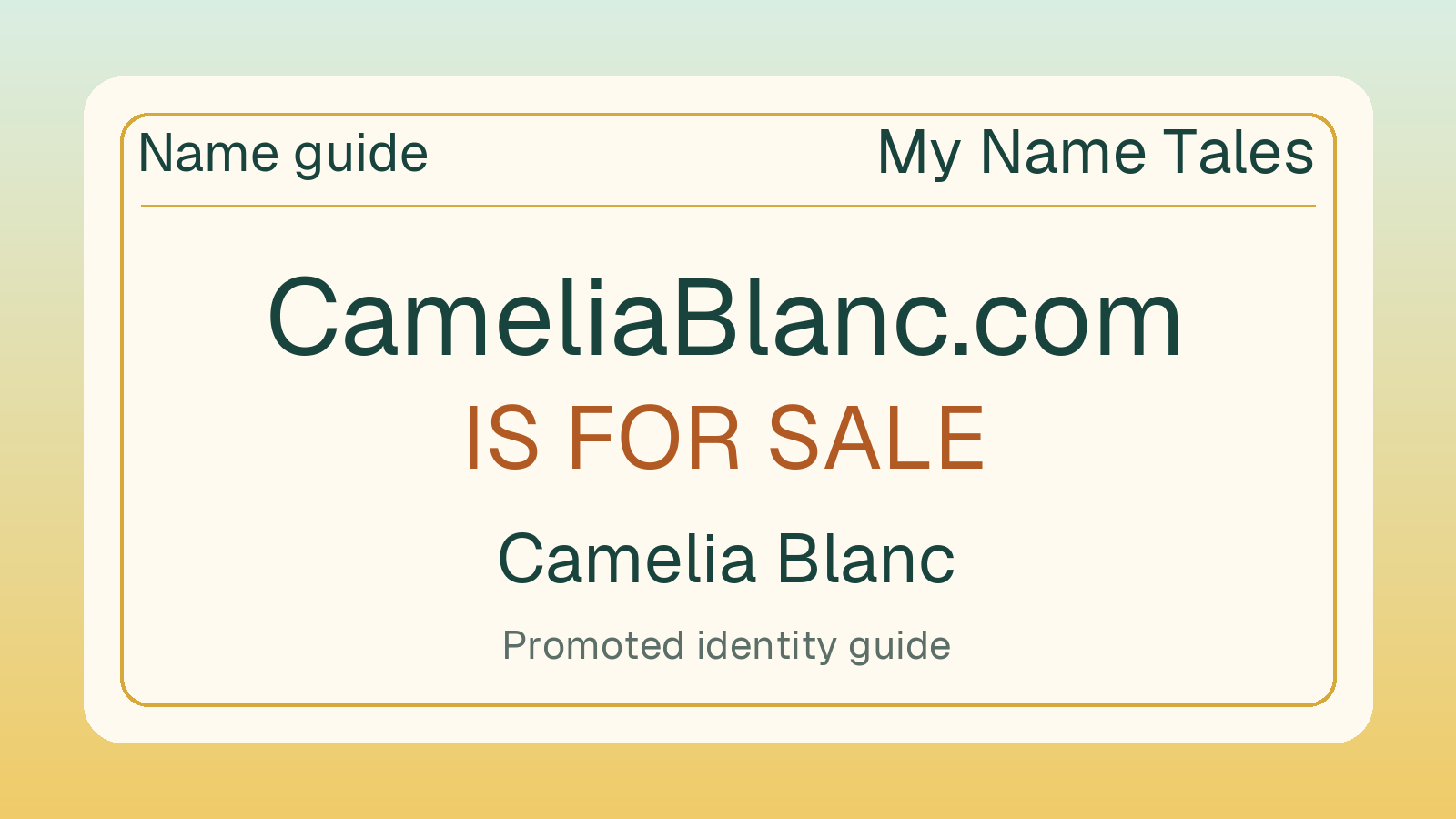 Camelia Blanc name guide — CameliaBlanc.com is for sale