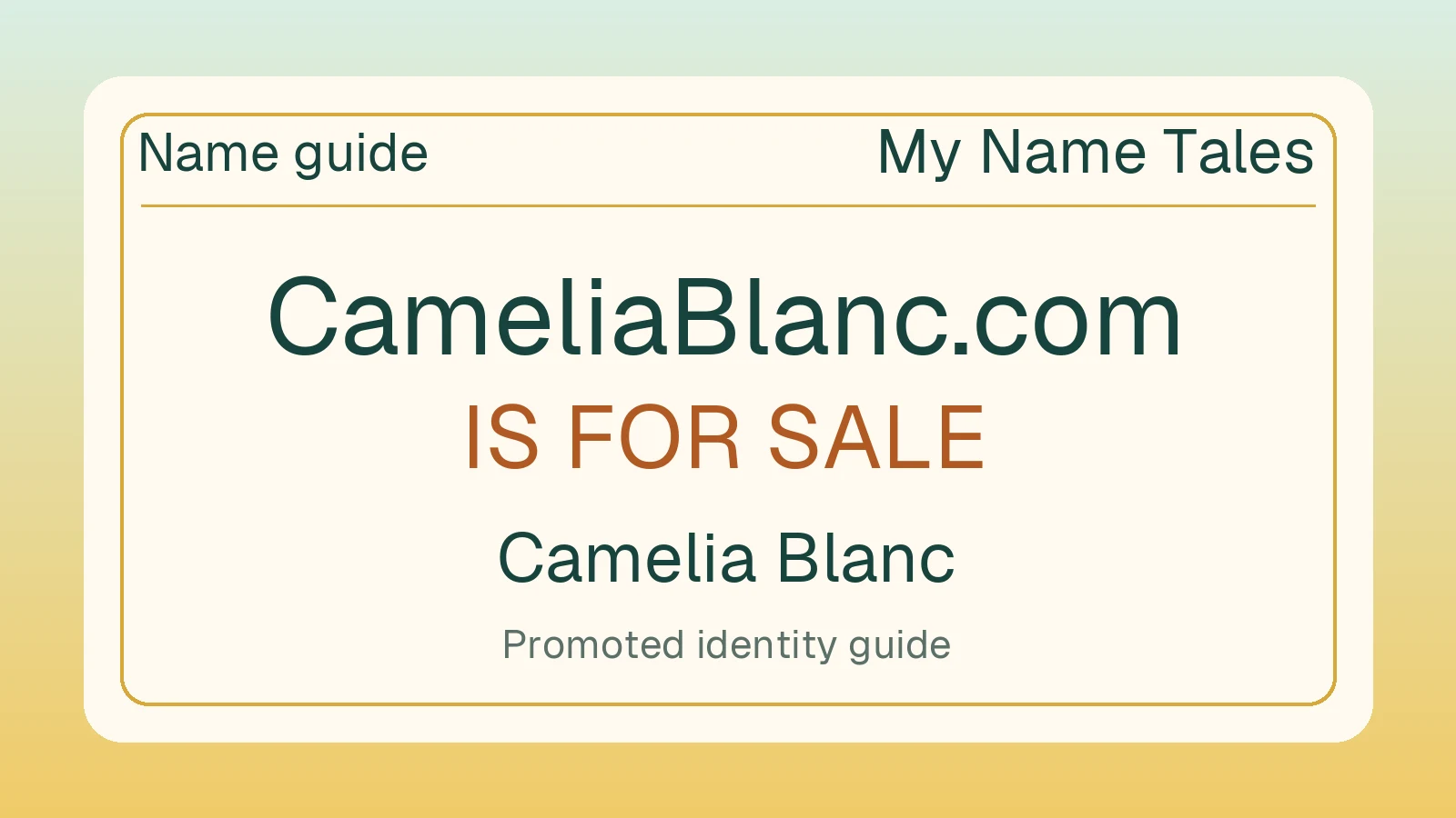 Camelia Blanc name guide — CameliaBlanc.com is for sale