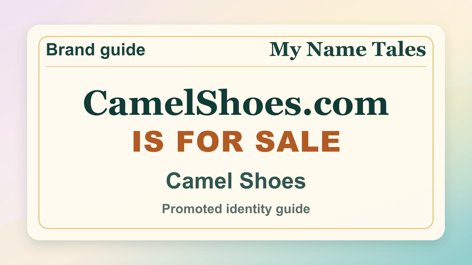 Camel Shoes identity guide image — CamelShoes.com is for sale