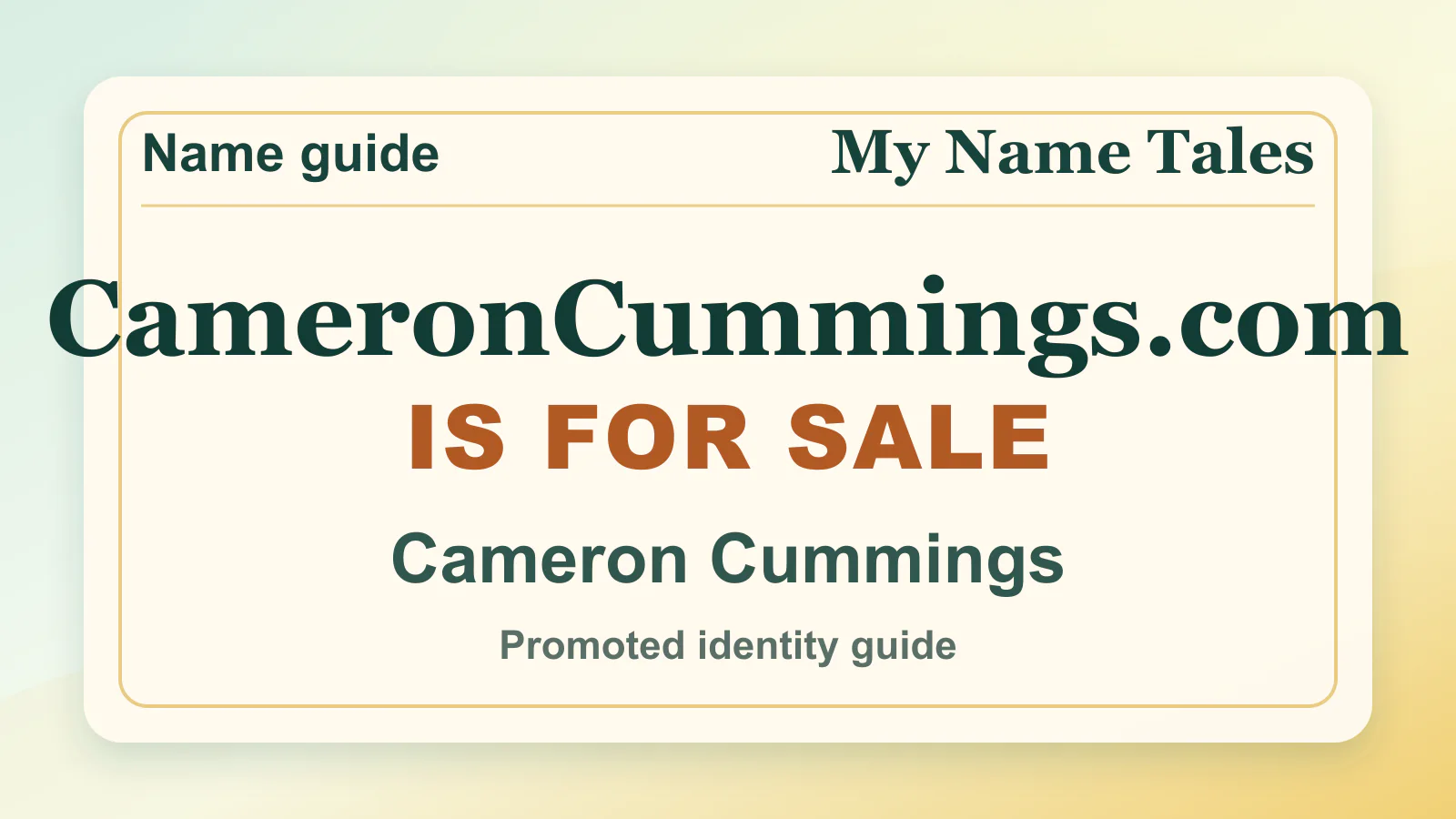 Cameron Cummings personal name guide thumbnail on My Name Tales