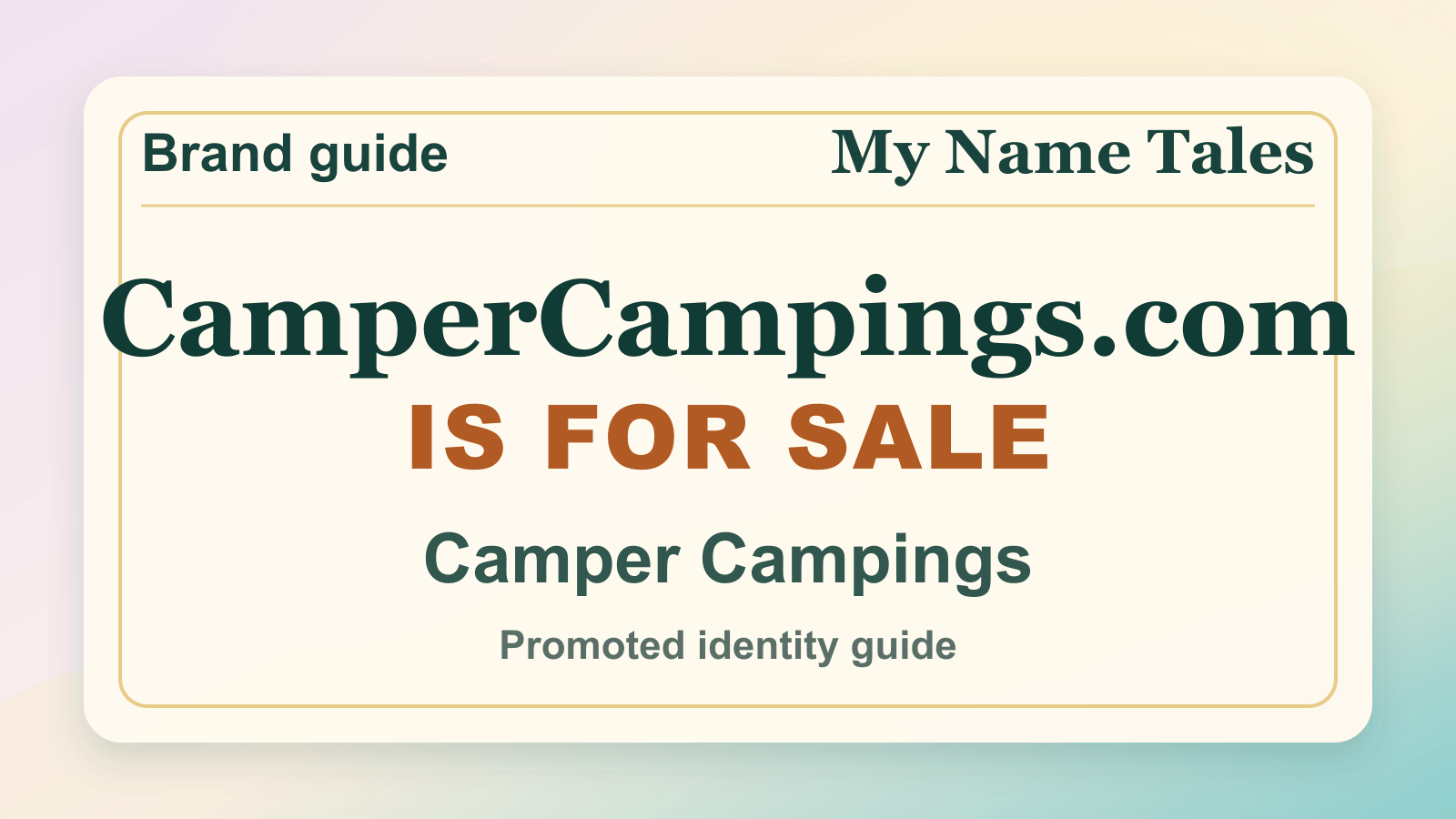 Camper Campings identity guide image — CamperCampings.com is for sale