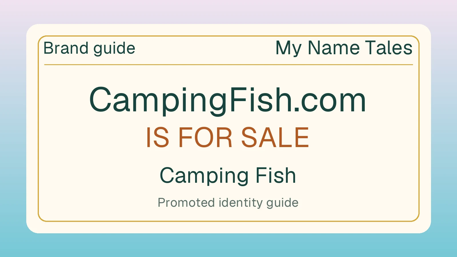 Camping Fish brand guide — CampingFish.com is for sale