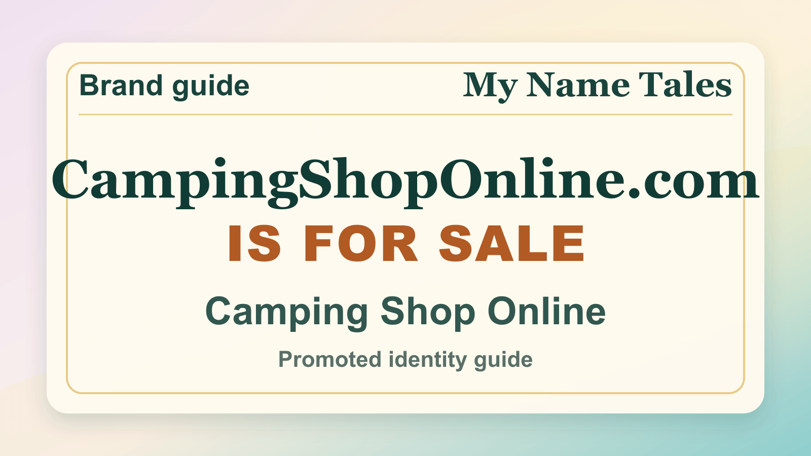 Camping Shop Online identity guide image — CampingShopOnline.com is for sale