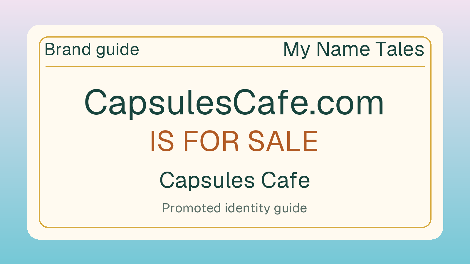 Capsules Cafe brand guide — CapsulesCafe.com is for sale