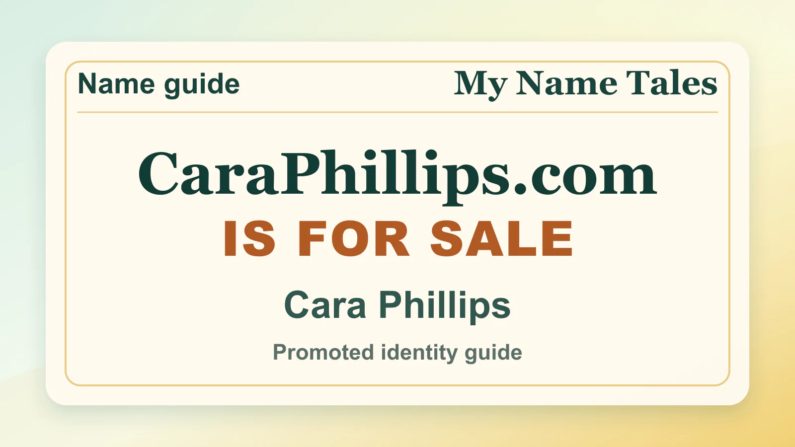 Cara Phillips personal name guide thumbnail on My Name Tales