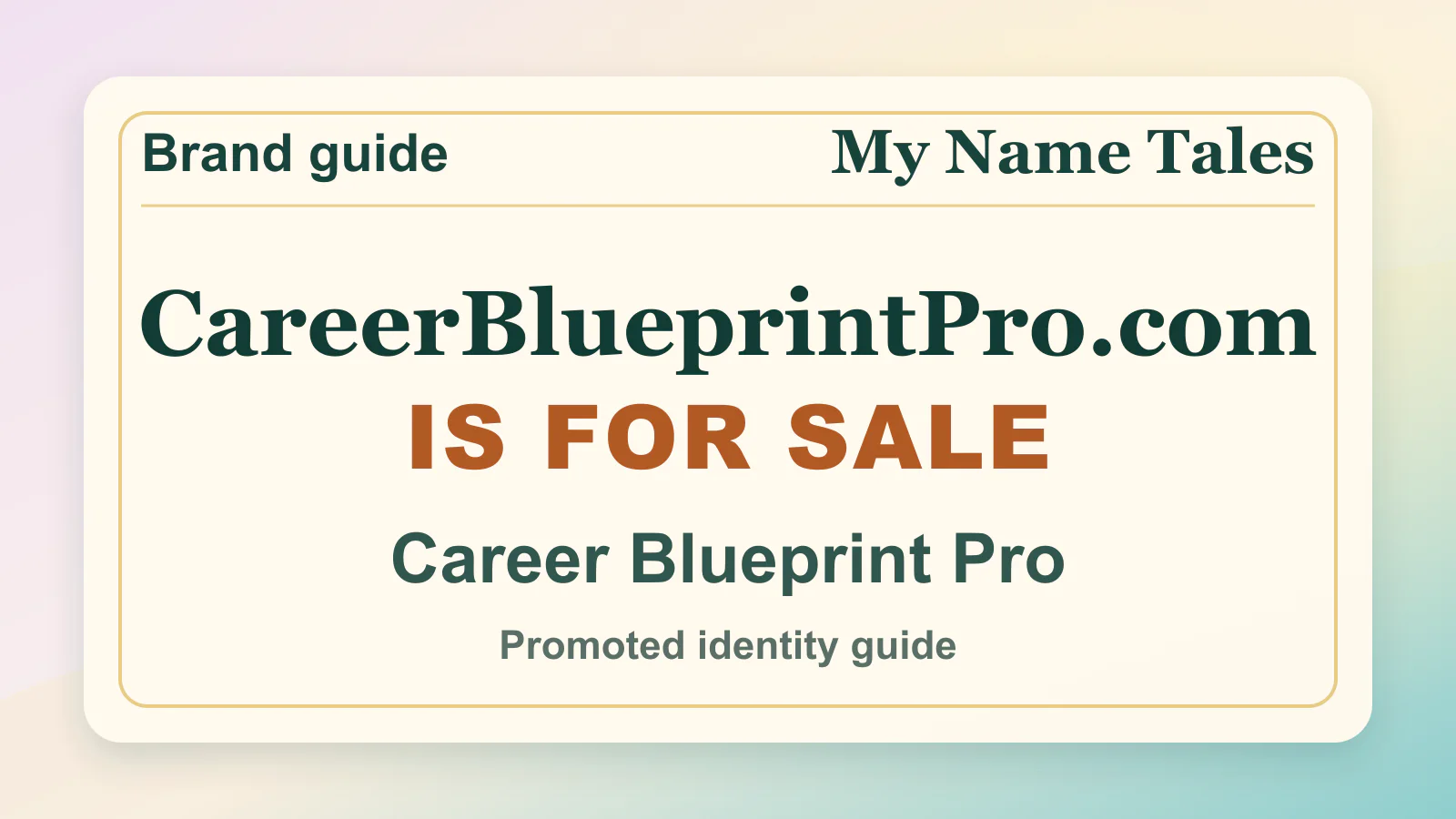 Career Blueprint Pro brandable domain guide thumbnail on My Name Tales