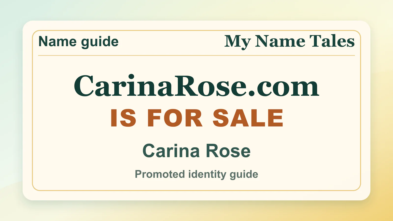 Carina Rose personal name guide thumbnail on My Name Tales