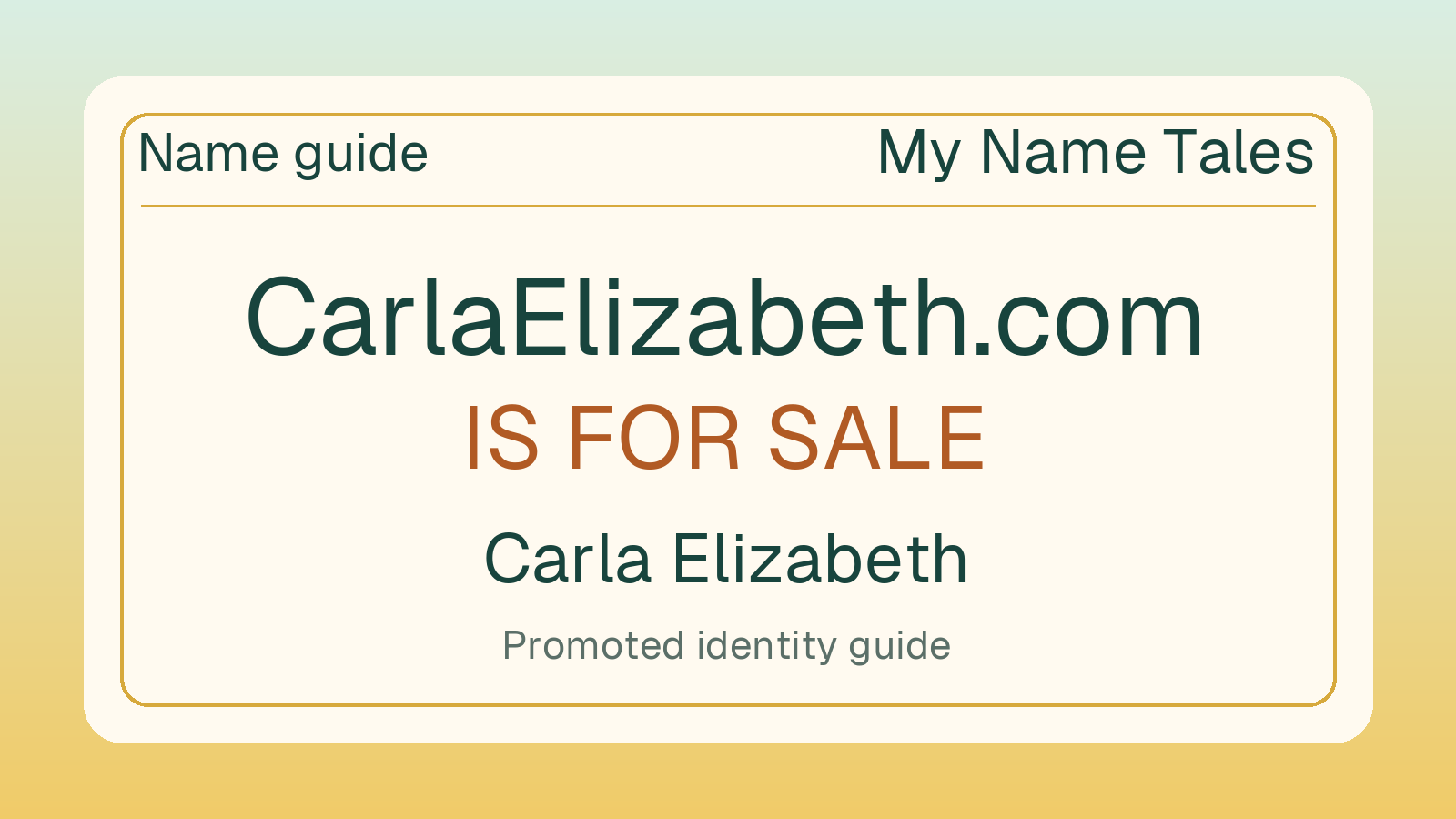 Carla Elizabeth name guide — CarlaElizabeth.com is for sale