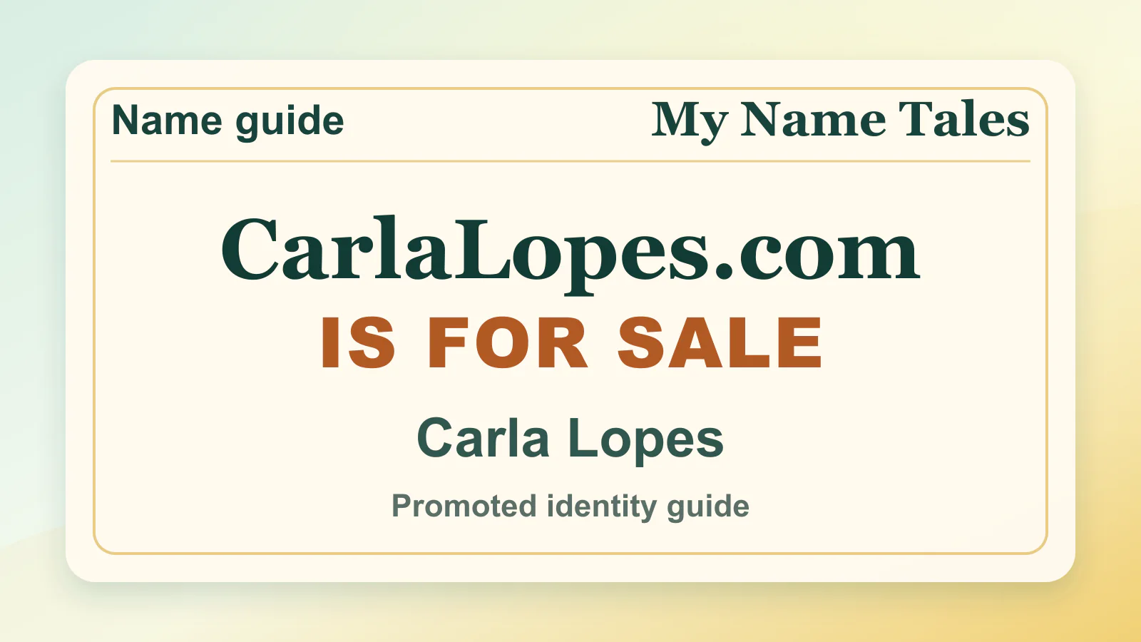 Carla Lopes personal name guide thumbnail on My Name Tales