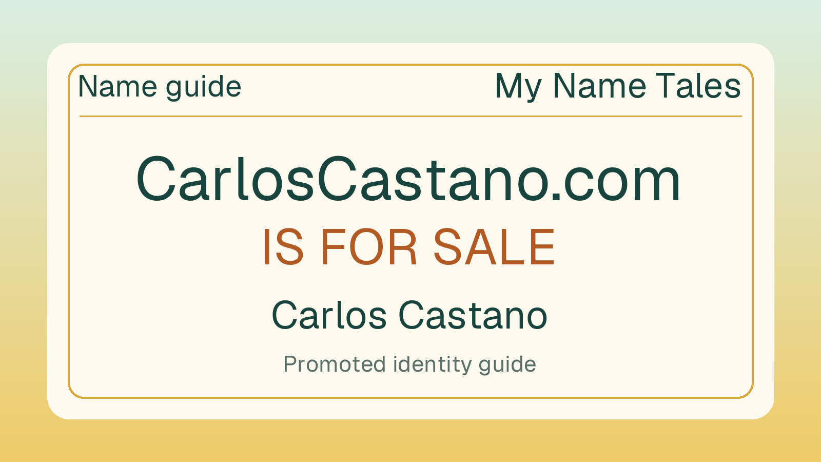 Carlos Castano name guide — CarlosCastano.com is for sale