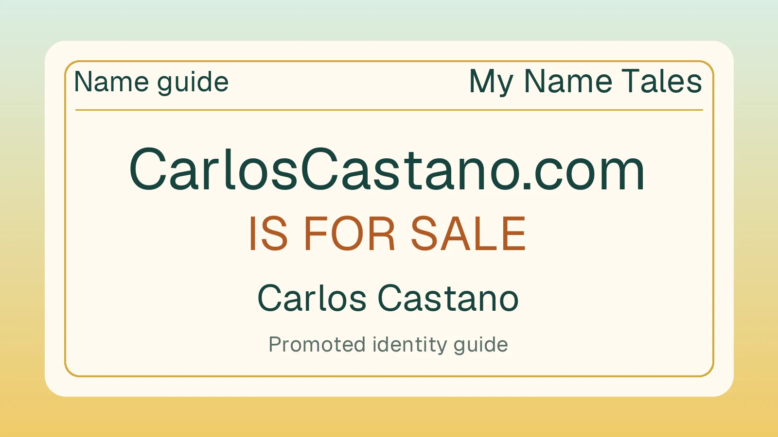 Carlos Castano name guide — CarlosCastano.com is for sale