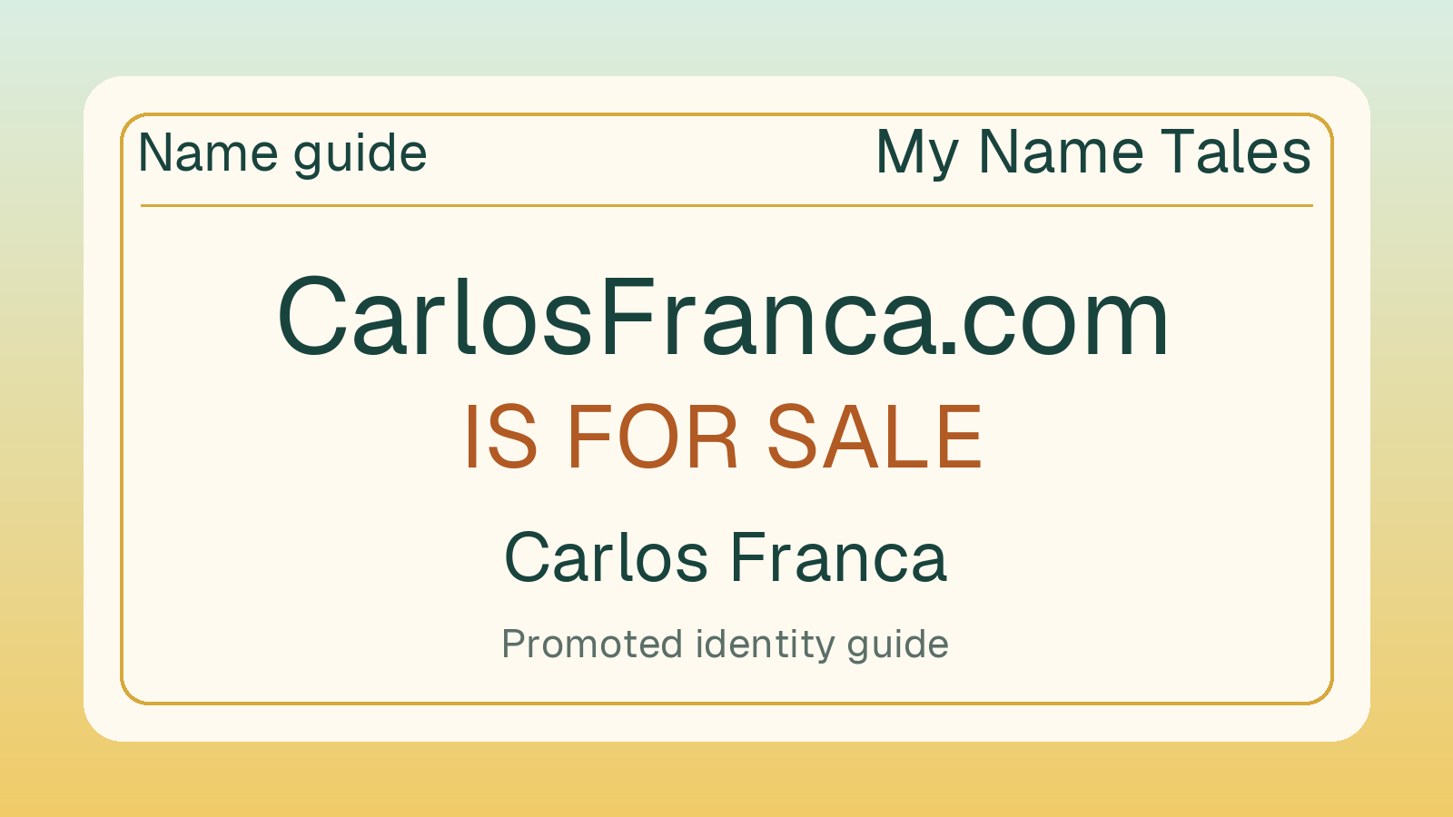 Carlos Franca name guide — CarlosFranca.com is for sale
