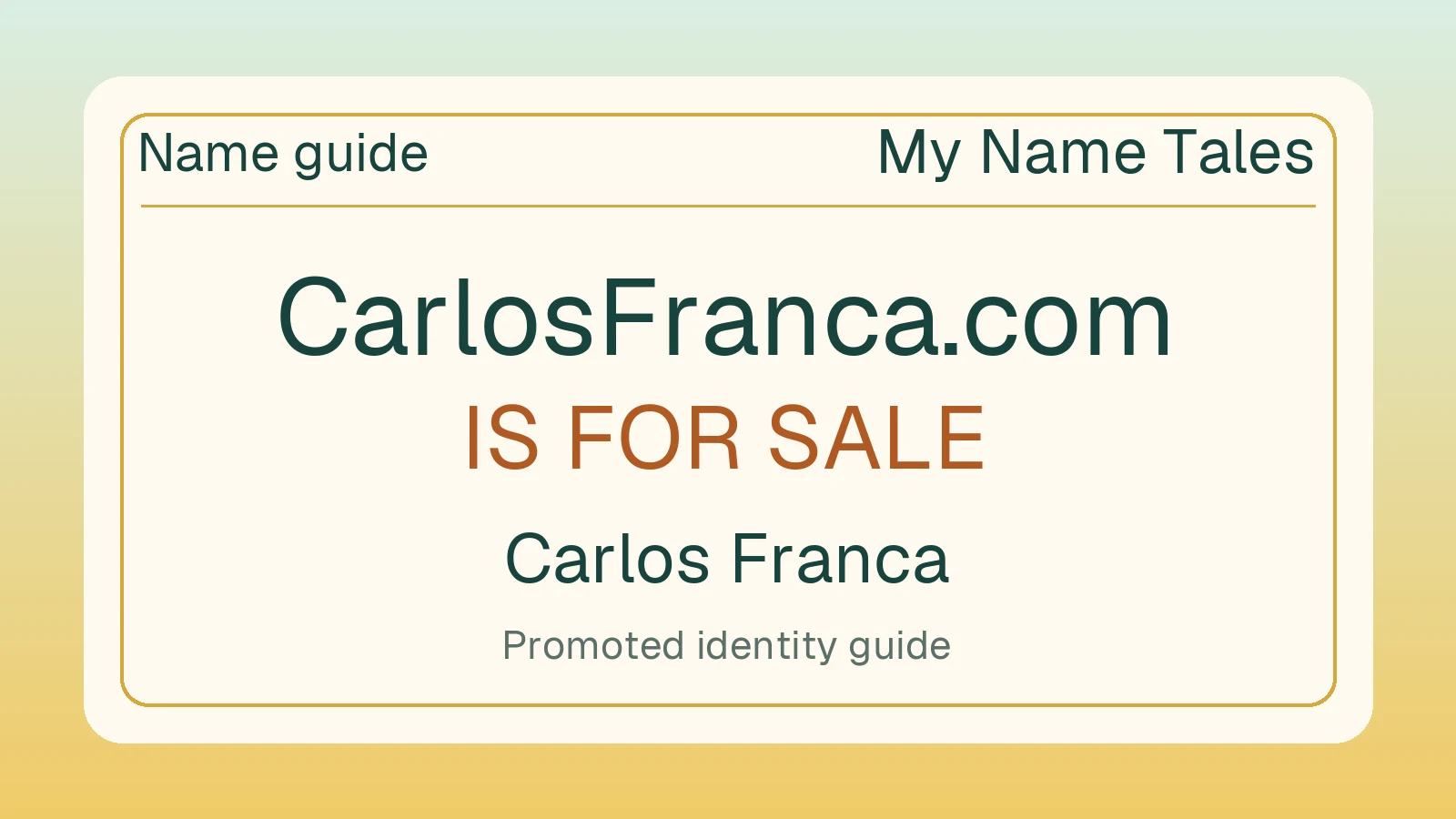 Carlos Franca name guide — CarlosFranca.com is for sale