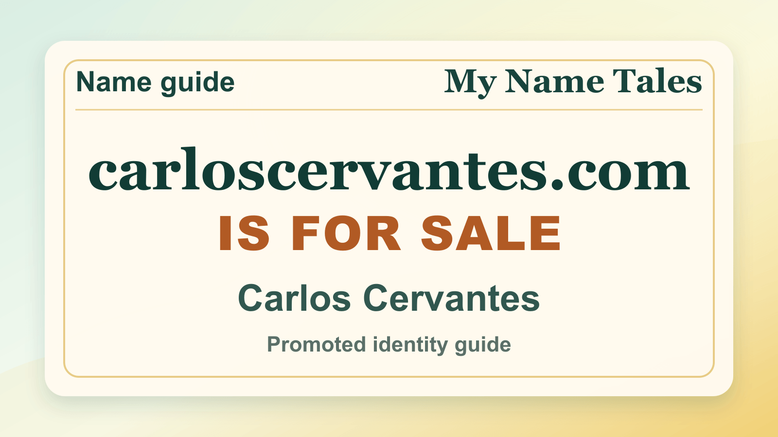Carlos Cervantes identity guide image — CarlosCervantes.com is for sale