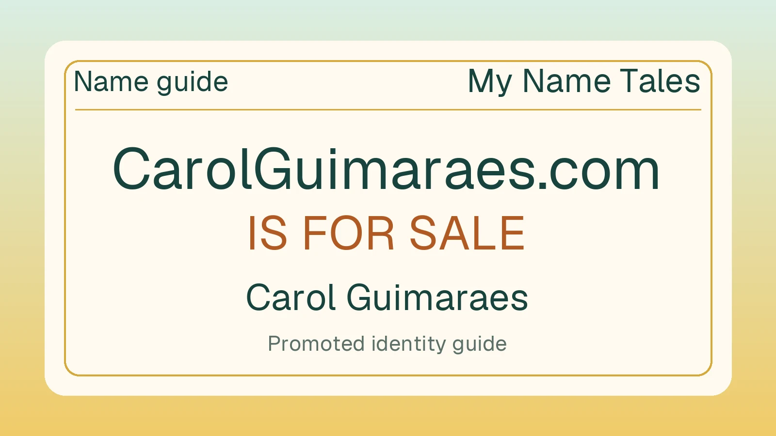 Carol Guimaraes name guide — CarolGuimaraes.com is for sale
