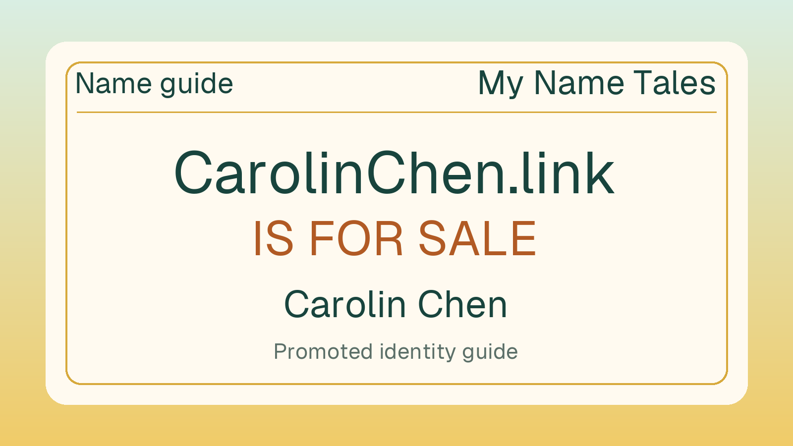 Carolin Chen name guide — CarolinChen.link is for sale