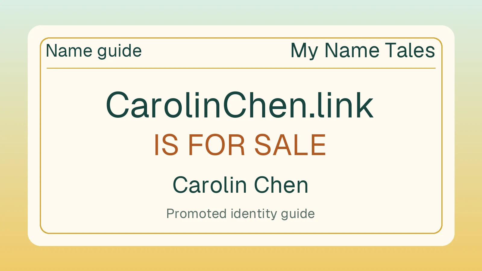 Carolin Chen name guide — CarolinChen.link is for sale