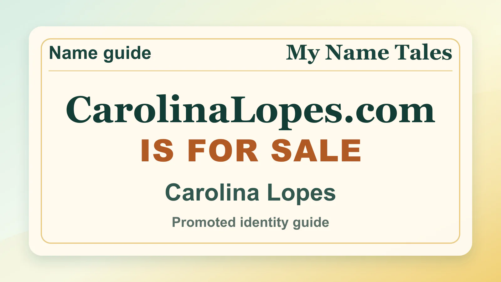 Carolina Lopes personal name guide thumbnail on My Name Tales