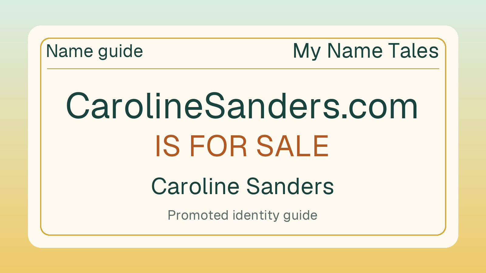 Caroline Sanders name guide — CarolineSanders.com is for sale