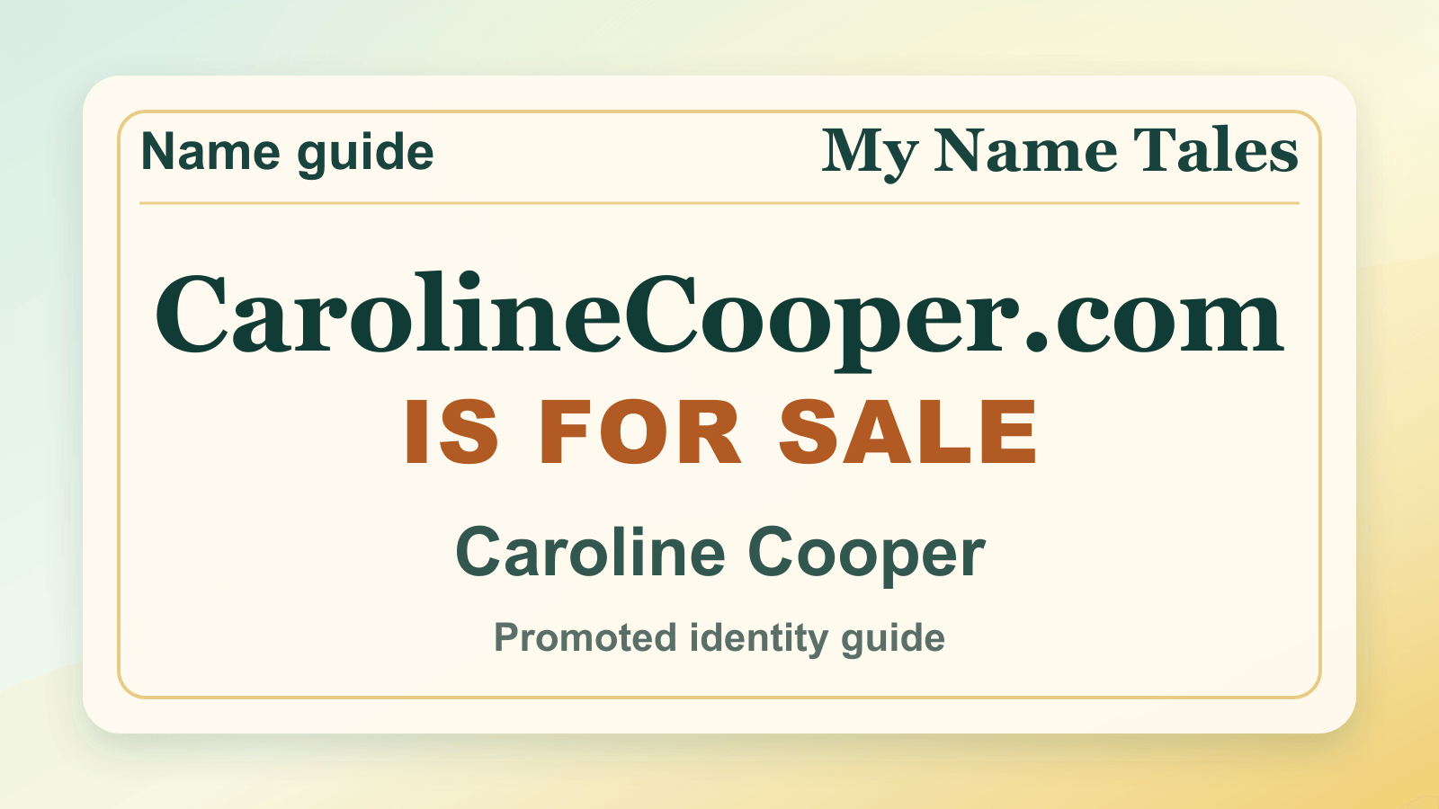 Caroline Cooper identity guide image — CarolineCooper.com is for sale
