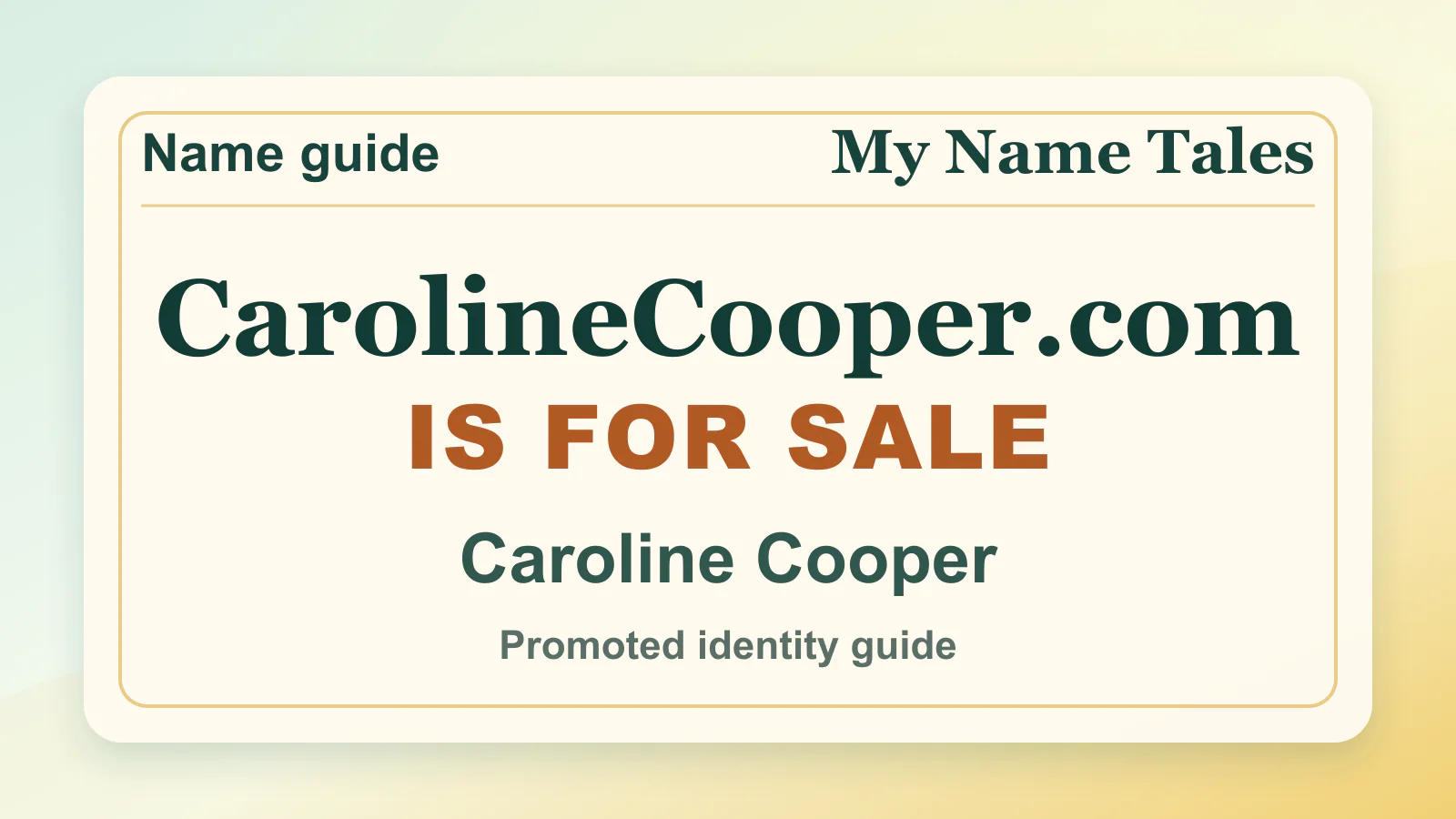 Caroline Cooper personal name guide thumbnail on My Name Tales