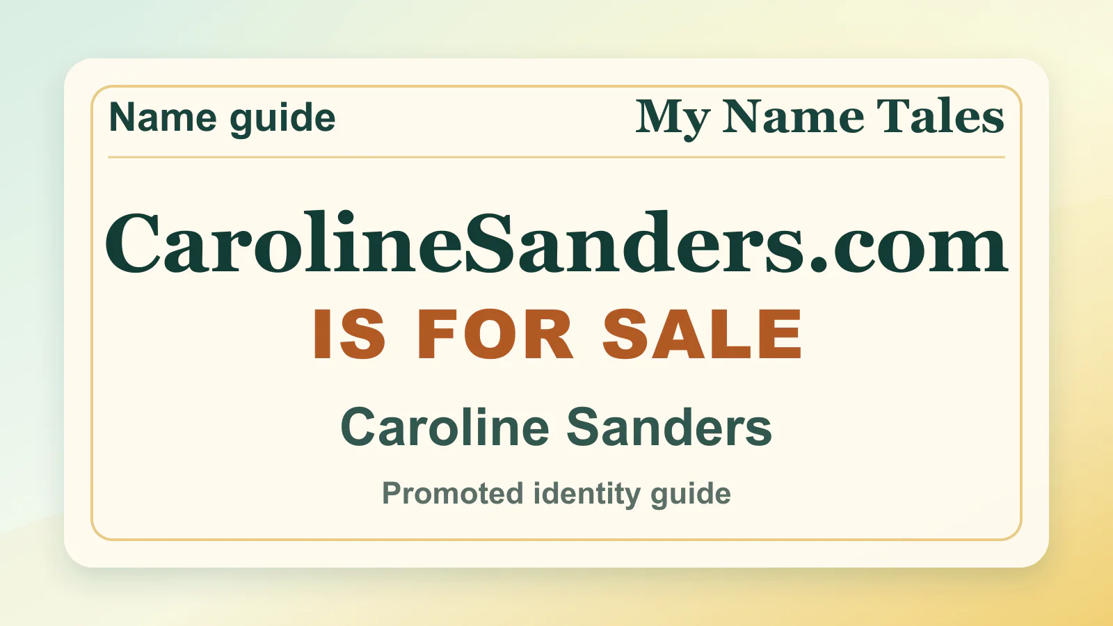 Caroline Sanders personal name guide thumbnail on My Name Tales